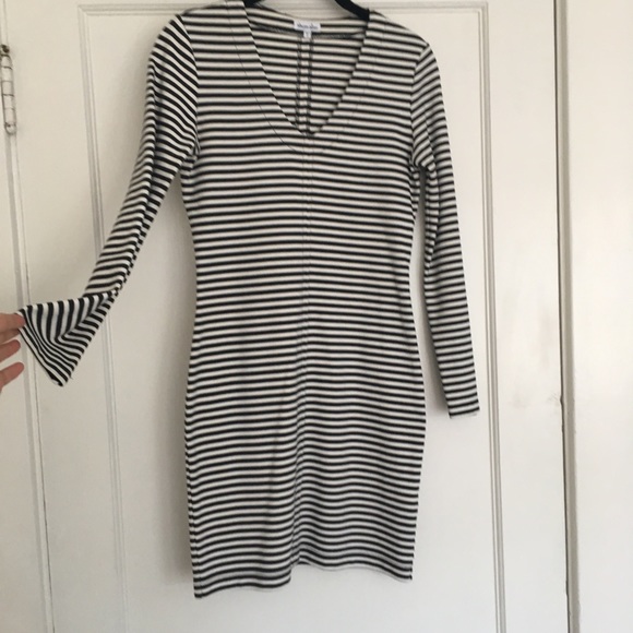 STEVEN ALAN Black n White Stripes Cotton Dress - Picture 2 of 8